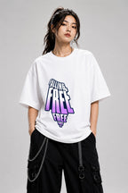 Falling Free Typography Shirt - Bold 3D Lettering Graphic Tee - White
