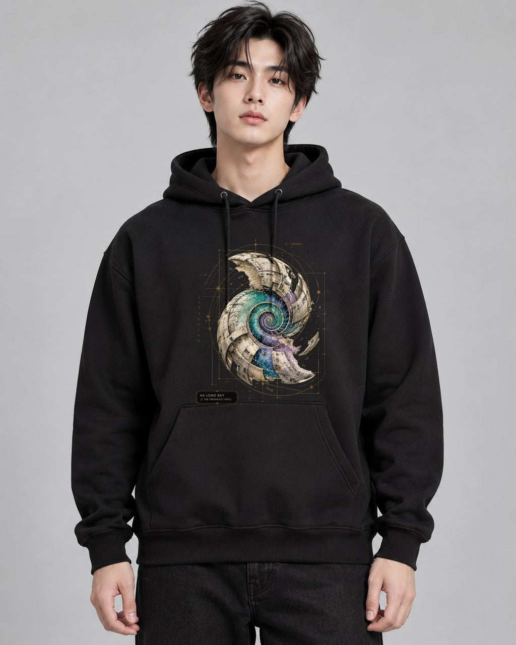 Fibonacci Spiral Shell - Black