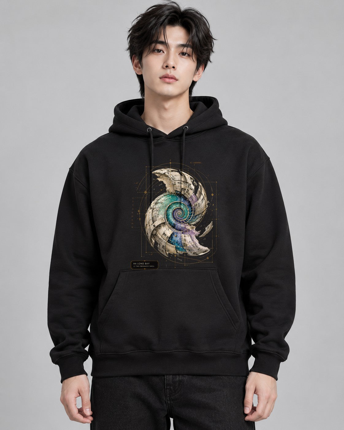 Fibonacci Spiral Shell - Black