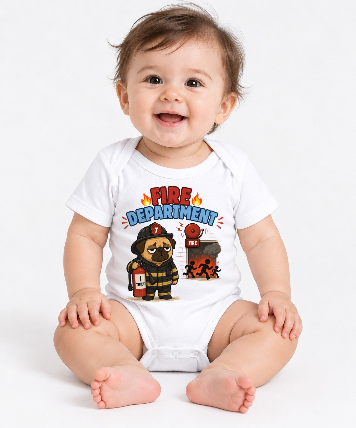 Fire Department I Tried Funny Grumpy Firefighter Pug Dog Humor - White