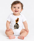 Flaming Cat Skull Candle - White