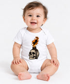 Flaming Cat Skull Candle - White
