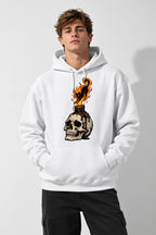 Flaming Cat Skull Candle - White