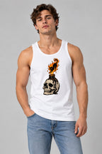 Flaming Cat Skull Candle - White