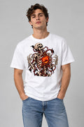 Flaming Heart Skeleton - White