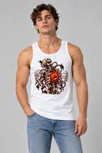 Flaming Heart Skeleton - White