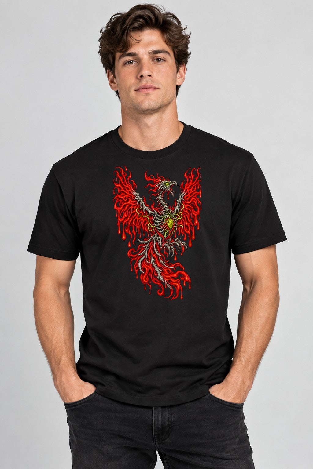 Flaming Phoenix Skeleton - Black