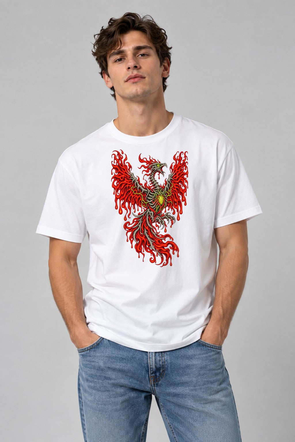 Flaming Phoenix Skeleton - White