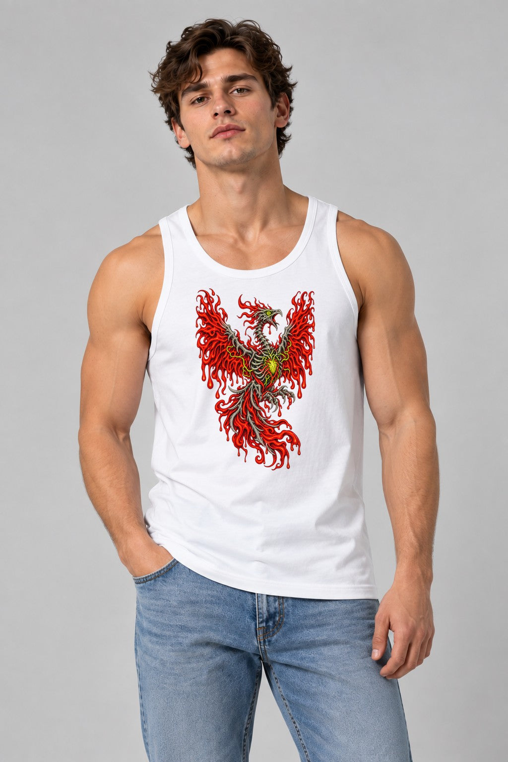 Flaming Phoenix Skeleton - White
