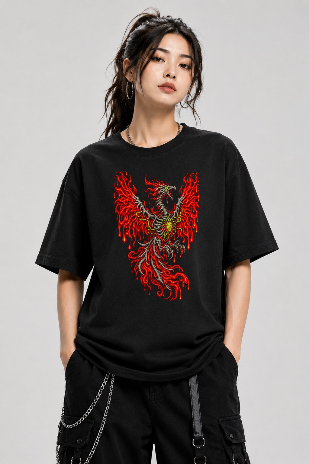 Flaming Phoenix Skeleton - Black