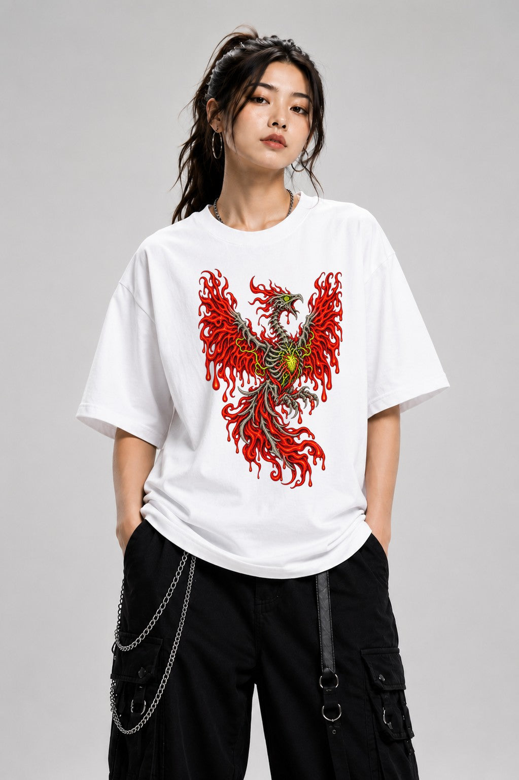 Flaming Phoenix Skeleton - White