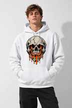 Flaming Skull - White