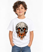 Flaming Skull - White