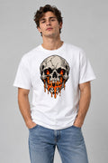 Flaming Skull - White