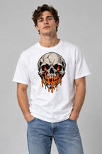 Flaming Skull - White