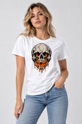 Flaming Skull - White