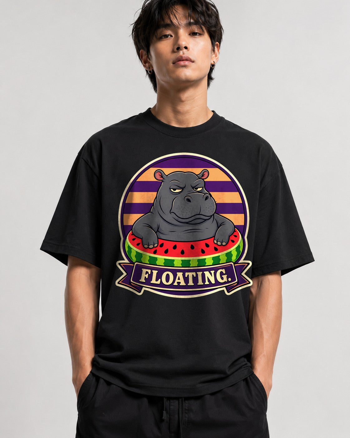 Floating Hippo - Black