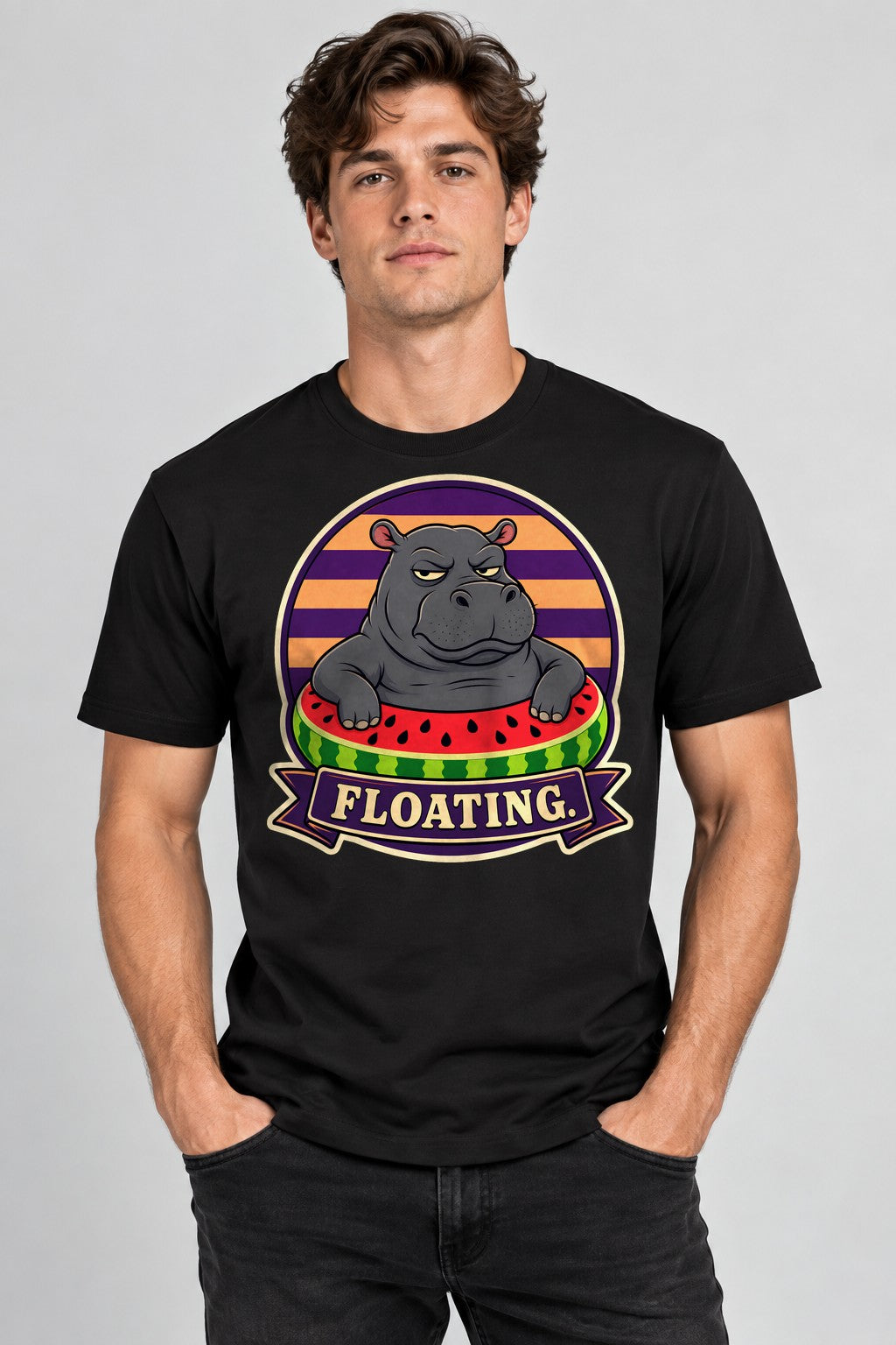 Floating Hippo - Black