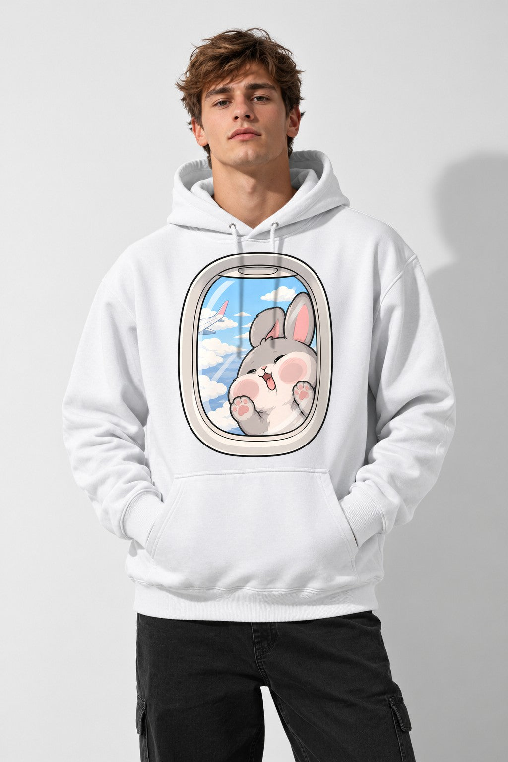Flying Bunny Window - White