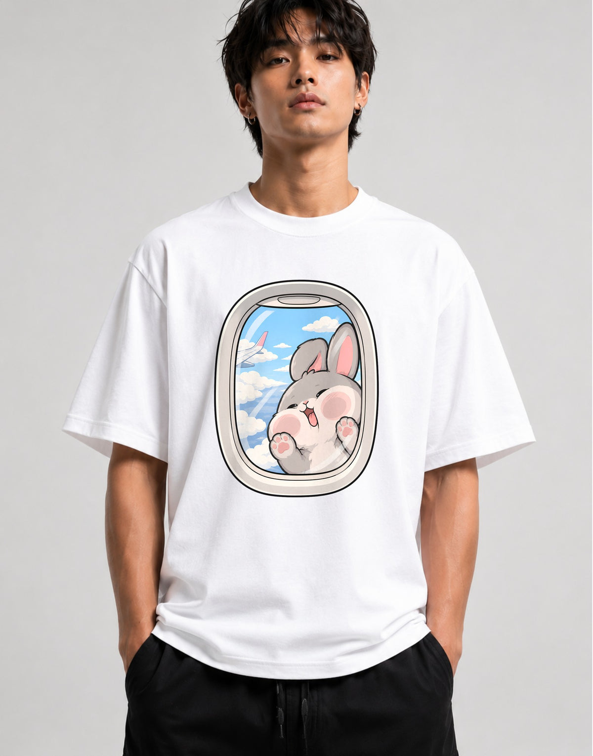 Flying Bunny Window - White