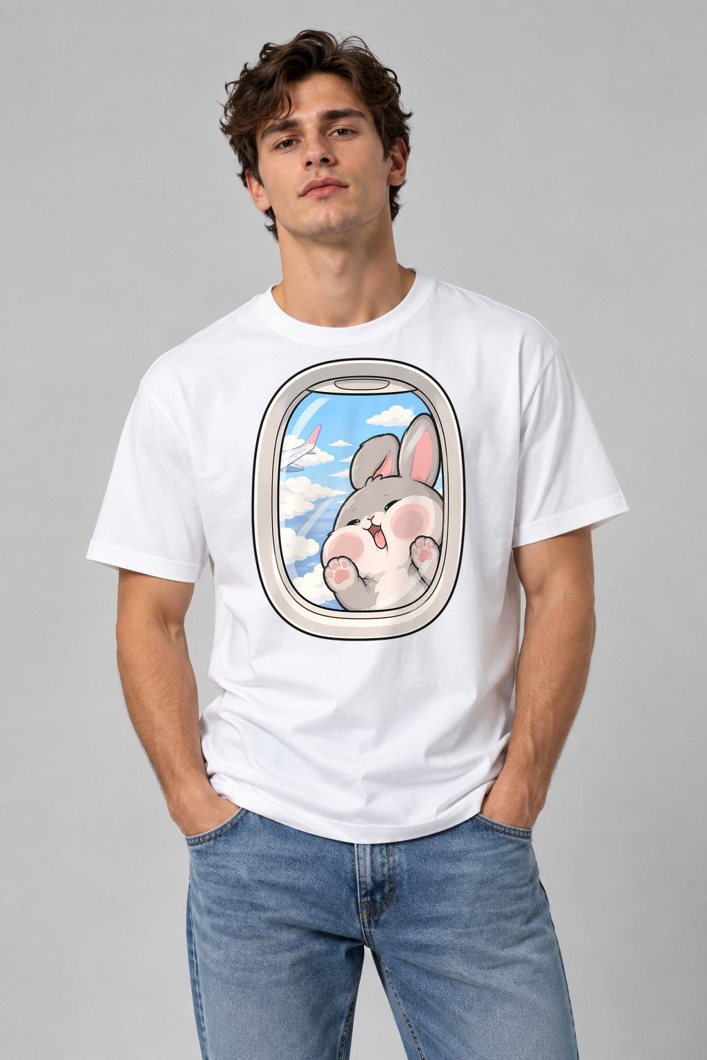 Flying Bunny Window - White