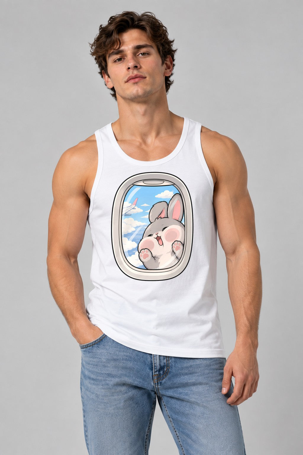 Flying Bunny Window - White