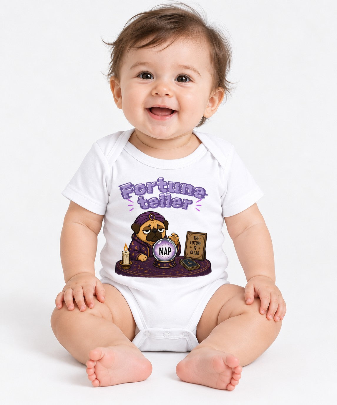 Fortune Teller The Future Is Nap Funny Mystic Pug Dog Crystal Ball - White