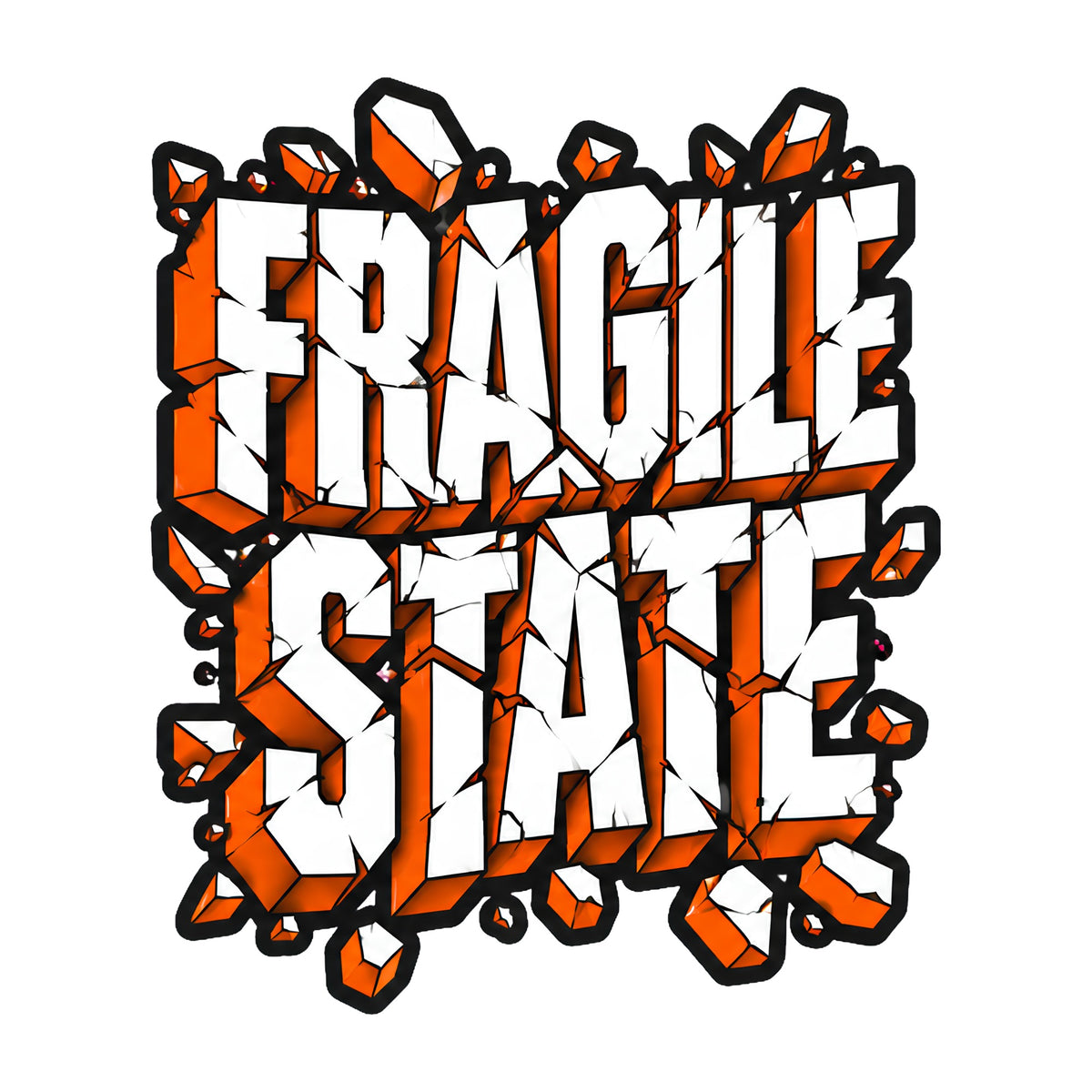 Fragile Shattered State Graphic Tee - Bold Typography Design