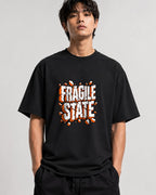 Fragile Shattered State Graphic Tee - Bold Typography Design - Black