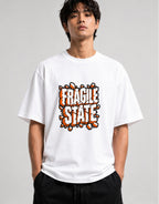 Fragile Shattered State Graphic Tee - Bold Typography Design - White