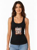 Fragile Shattered State Graphic Tee - Bold Typography Design - Black