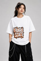 Fragile Shattered State Graphic Tee - Bold Typography Design - White