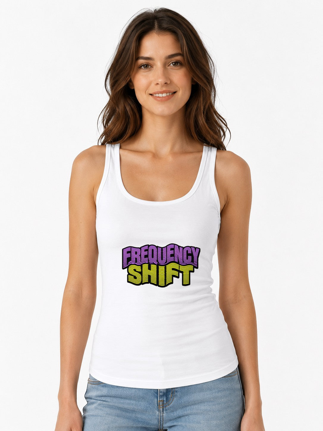 Frequency Shift Retro Wave Graphic Tee - 80s Vaporwave Style - White