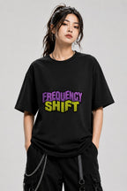 Frequency Shift Retro Wave Graphic Tee - 80s Vaporwave Style - Black