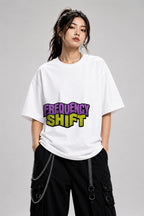 Frequency Shift Retro Wave Graphic Tee - 80s Vaporwave Style - White