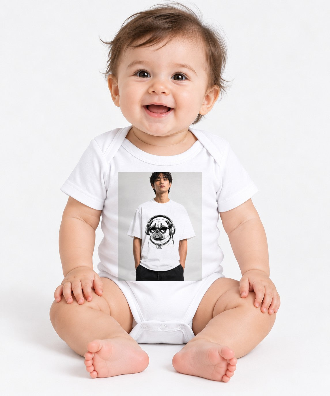 Funny Cool Pug Wearing Headphones Sunglasses Do Not Disturb Vintage Ink Dog - White