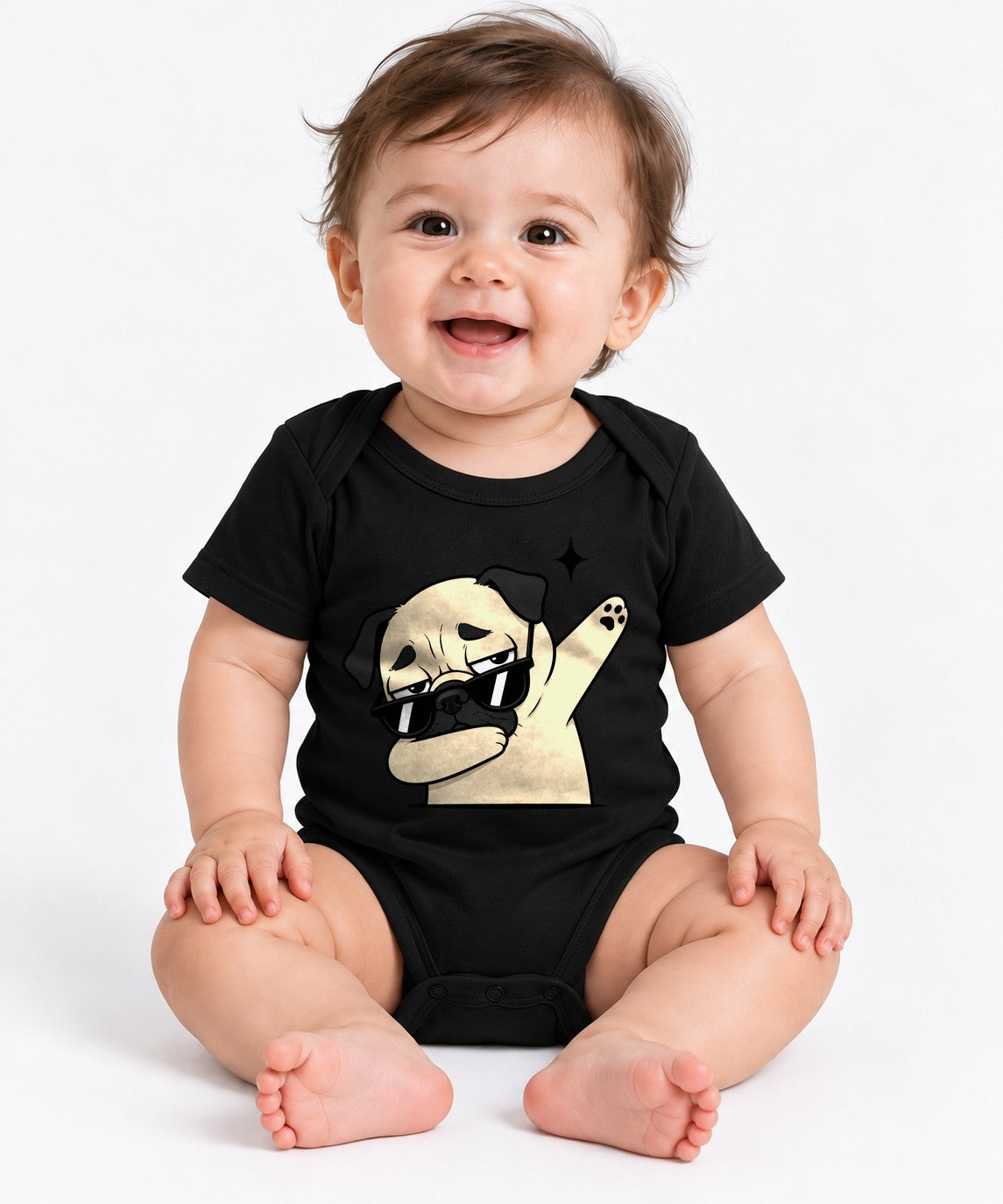 Funny Dabbing Pug Wearing Sunglasses Tired Lazy Dog Dab Dance - Black