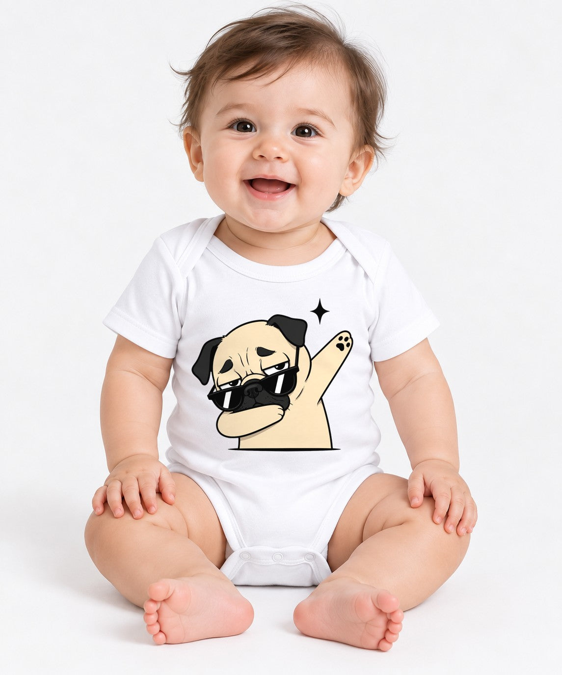 Funny Dabbing Pug Wearing Sunglasses Tired Lazy Dog Dab Dance - White
