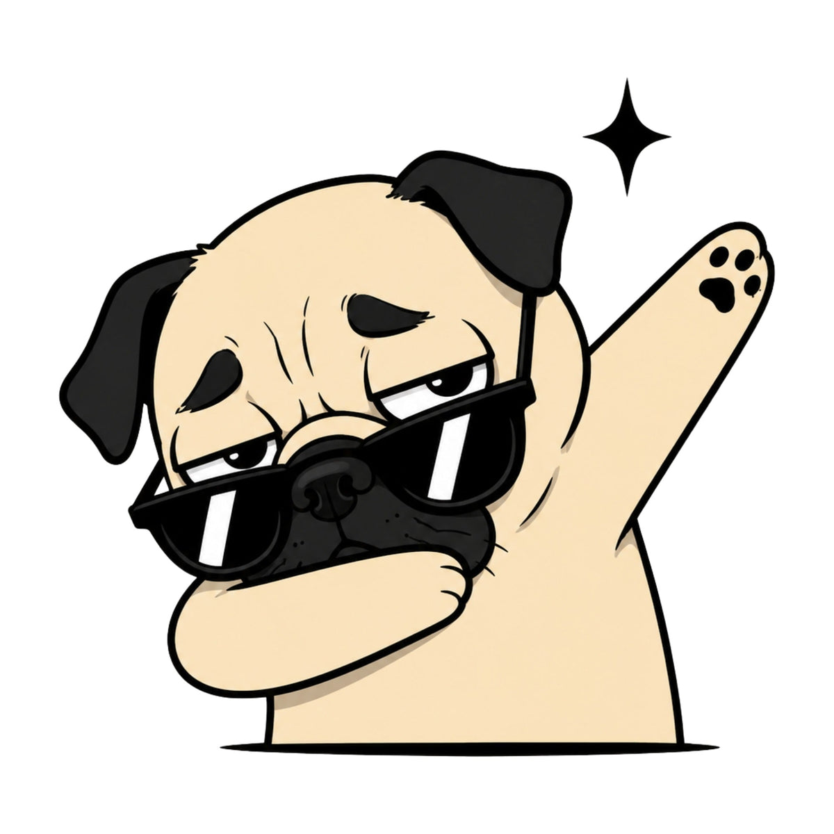 Funny Dabbing Pug Wearing Sunglasses Tired Lazy Dog Dab Dance