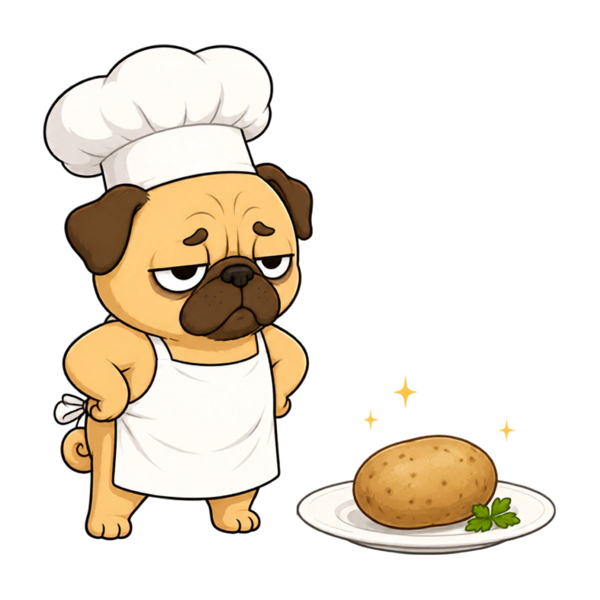 Funny Grumpy Chef Pug Potato Dinner Dog Meme