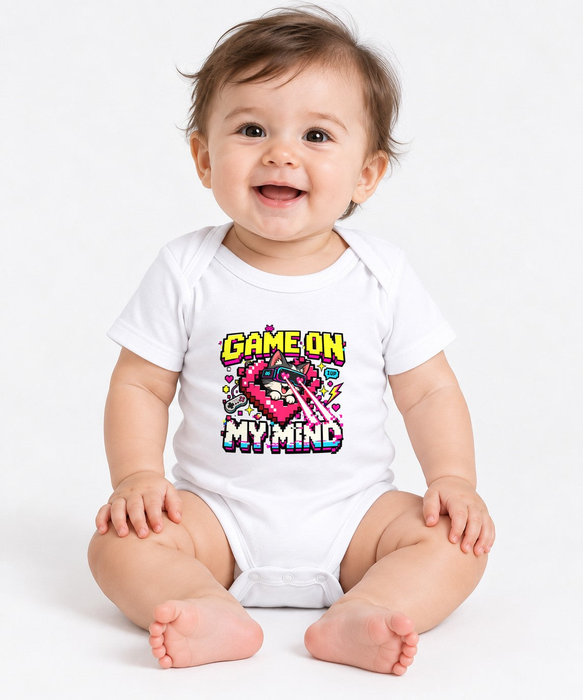 Game On Lvl Max Retro Gamer Shirt - Pixel Art Cat Gaming Tee - White
