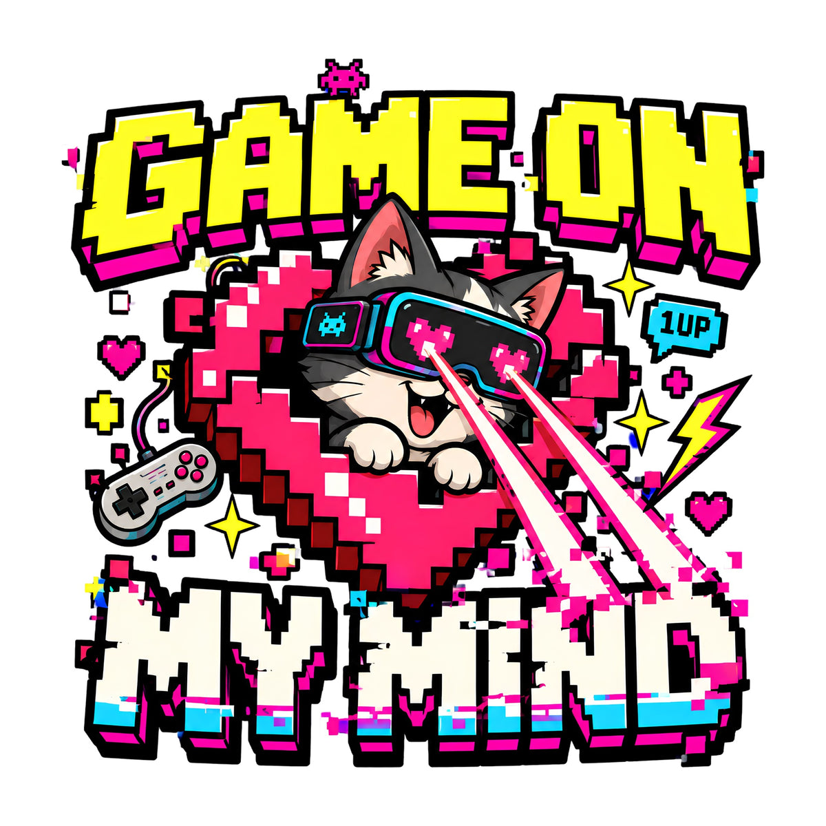 Game On Lvl Max Retro Gamer Shirt - Pixel Art Cat Gaming Tee