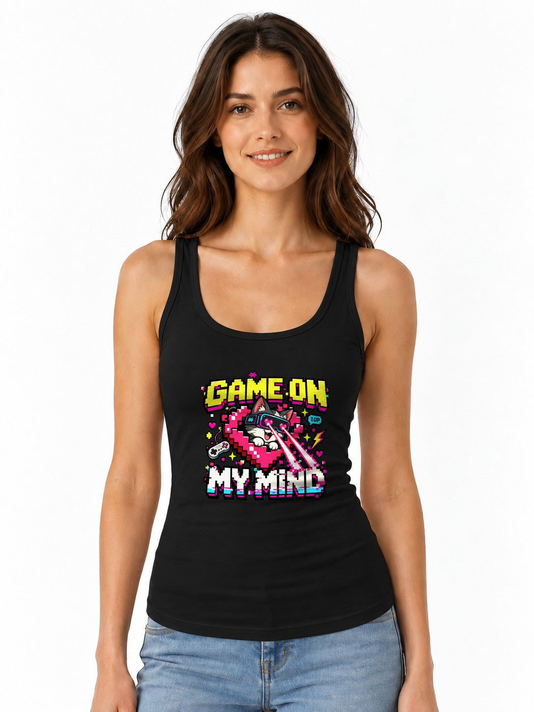 Game On Lvl Max Retro Gamer Shirt - Pixel Art Cat Gaming Tee - Black
