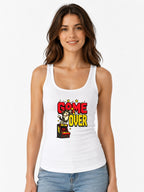 Game Over Cat Shirt - Retro Arcade Gamer Pixel Art Tee - White