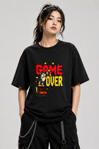 Game Over Cat Shirt - Retro Arcade Gamer Pixel Art Tee - Black