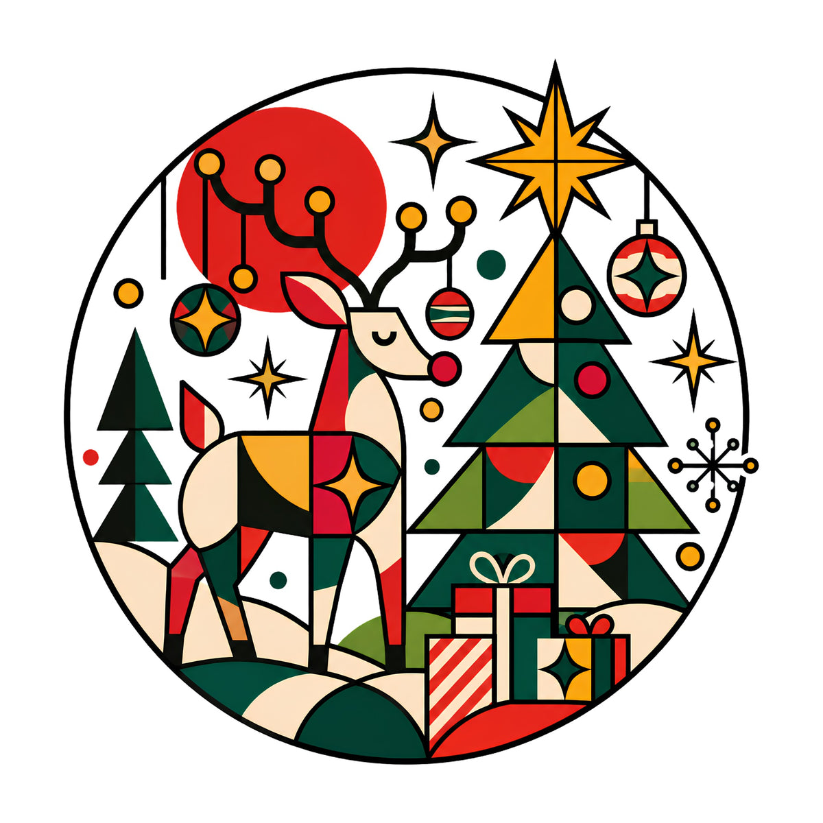 Geometric Christmas Scene