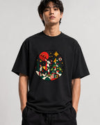 Geometric Christmas Scene - Black