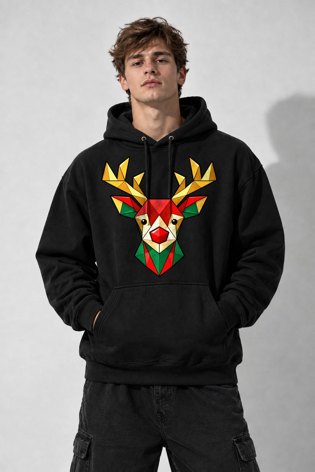 Geometric Reindeer - Black