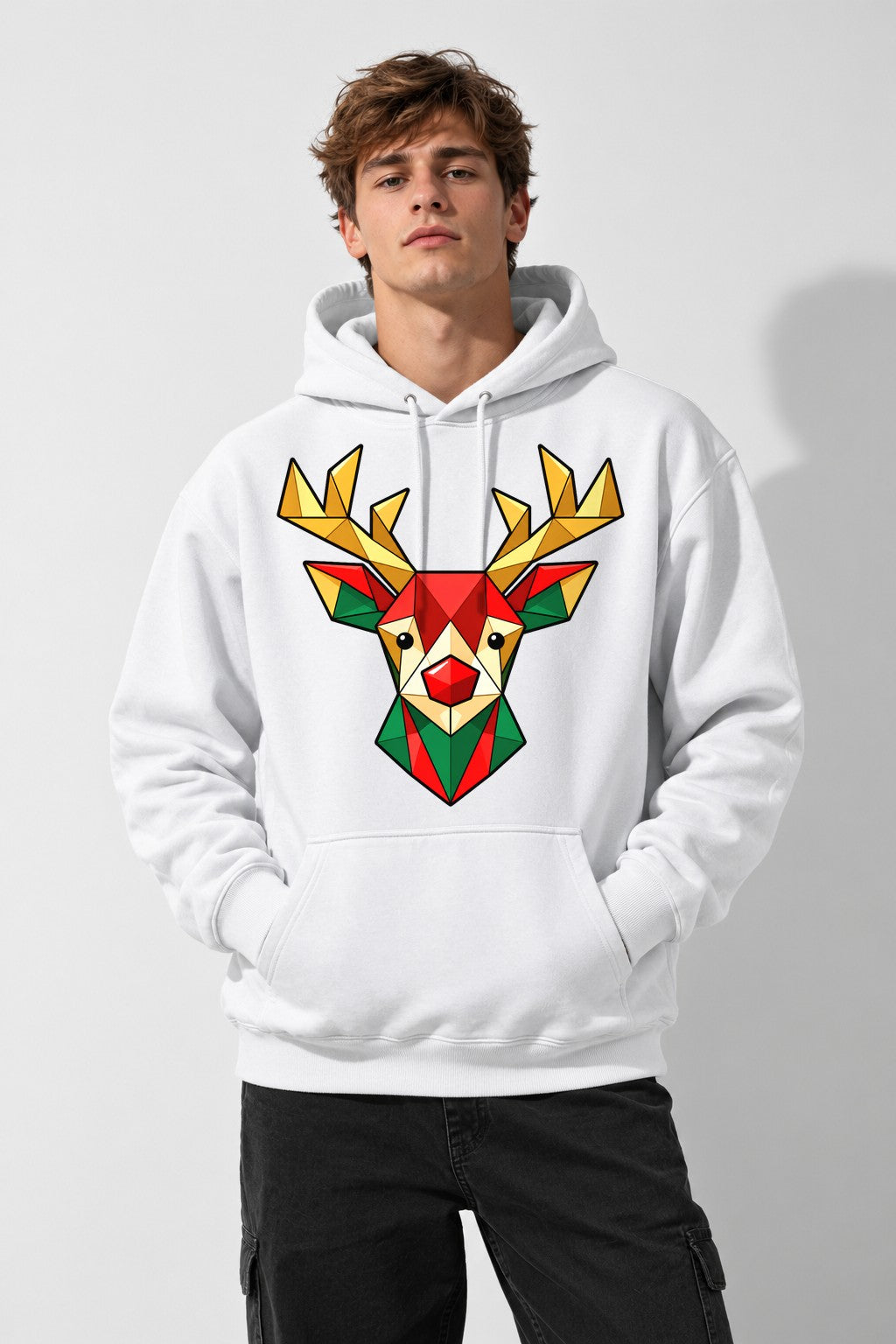 Geometric Reindeer - White