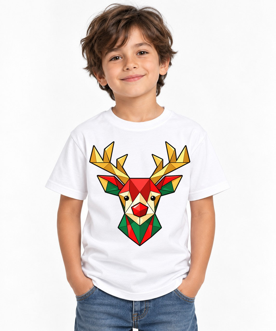 Geometric Reindeer - White